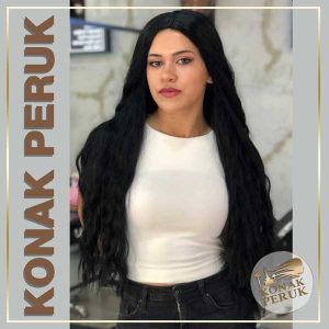 Fiber (Kanekalon) Sentetik Saç Peruk – Siyah Dalgalı Uzun (FS1056)