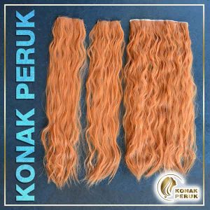 Yarım Ay Çıtçıt Saç 3 Parça Set - Bakır Afro Dalgalı Uzun (70-015-232)