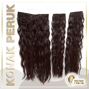 Yarım Ay Çıtçıt Saç 3 Parça Set - Bitter Koyu Kestane Afro Dalgalı (PL-015-33-65)