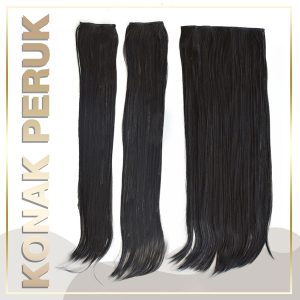 Yarım Ay Çıtçıt Saç 3 Parça Set - Doğal Siyah Düz Uzun (70-016-4)