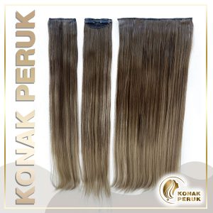 Yarım Ay Çıtçıt Saç 3 Parça Set - Kahverengi Altın Sarısı Ombreli Düz Uzun (70-016-24F10)