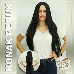 Fiber (Kanekalon) Sentetik Saç Peruk – Siyah Uzun Düz (FS1150)