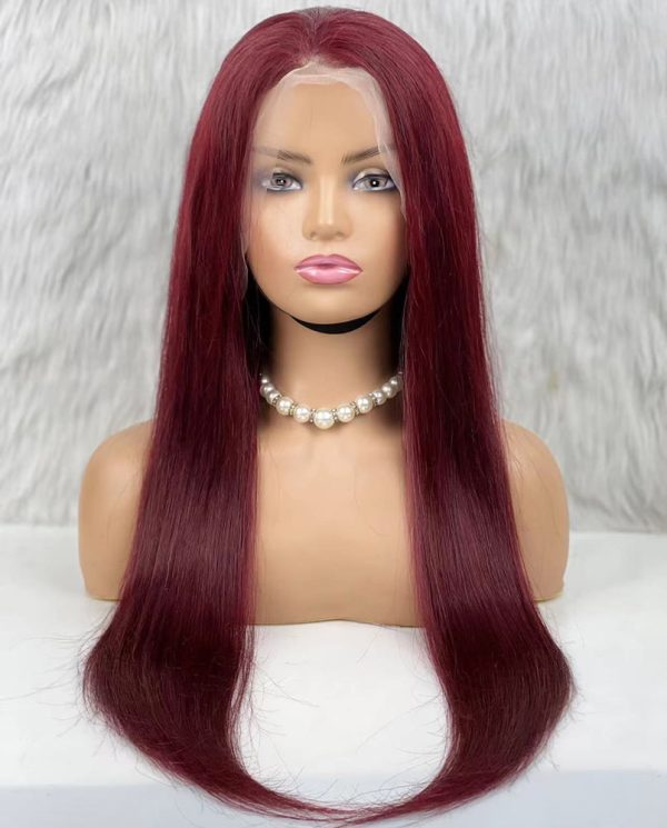 Gerçek Front Lace Tül Peruk - Düz - Koyu Kızıl 70-75cm