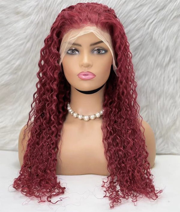 Gerçek Front Lace Tül Peruk - Su Dalgası - Koyu Kızıl 70-75cm