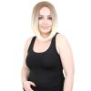 Kahkülsüz Düz Kısa Fiber Sentetik Peruk - Kumral - Platin Ombreli