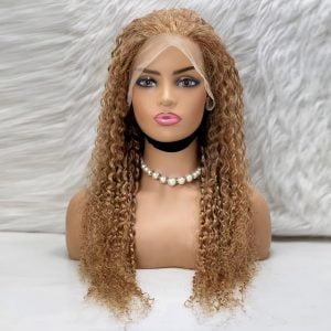 Afro Dalga Front Lace Gerçek Tül Peruk - Sıcak Karamel - 70-75cm